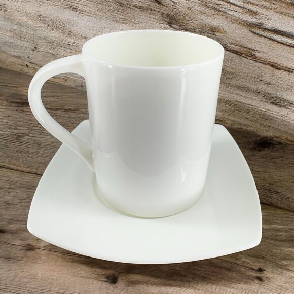 MIKASA Elegance White Porcelain Bone China White Cup And Saucer Set Ceramic - Picture 1 of 14
